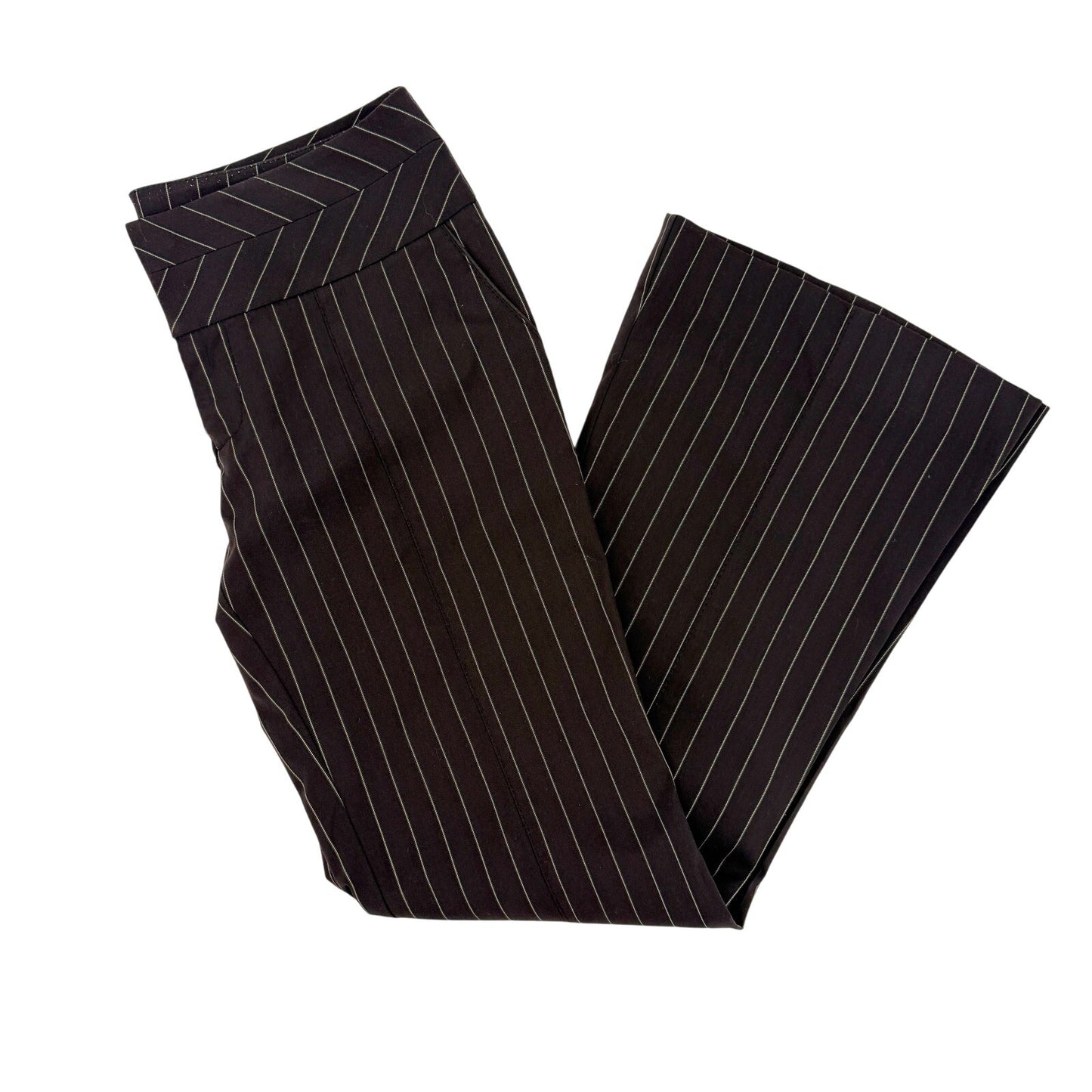 bebe brown with gold pinstripe Trouser Dress office Pants women's size 6 small