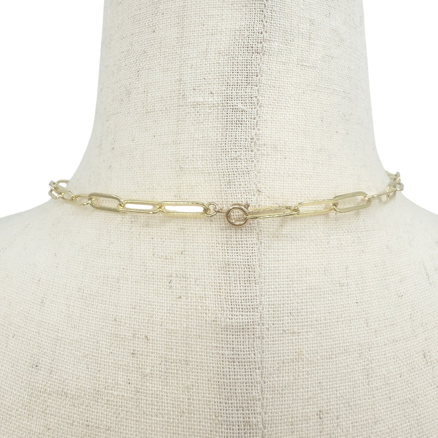 gold tone metal Paper Clip chain Necklace 16" length fashion jewelry