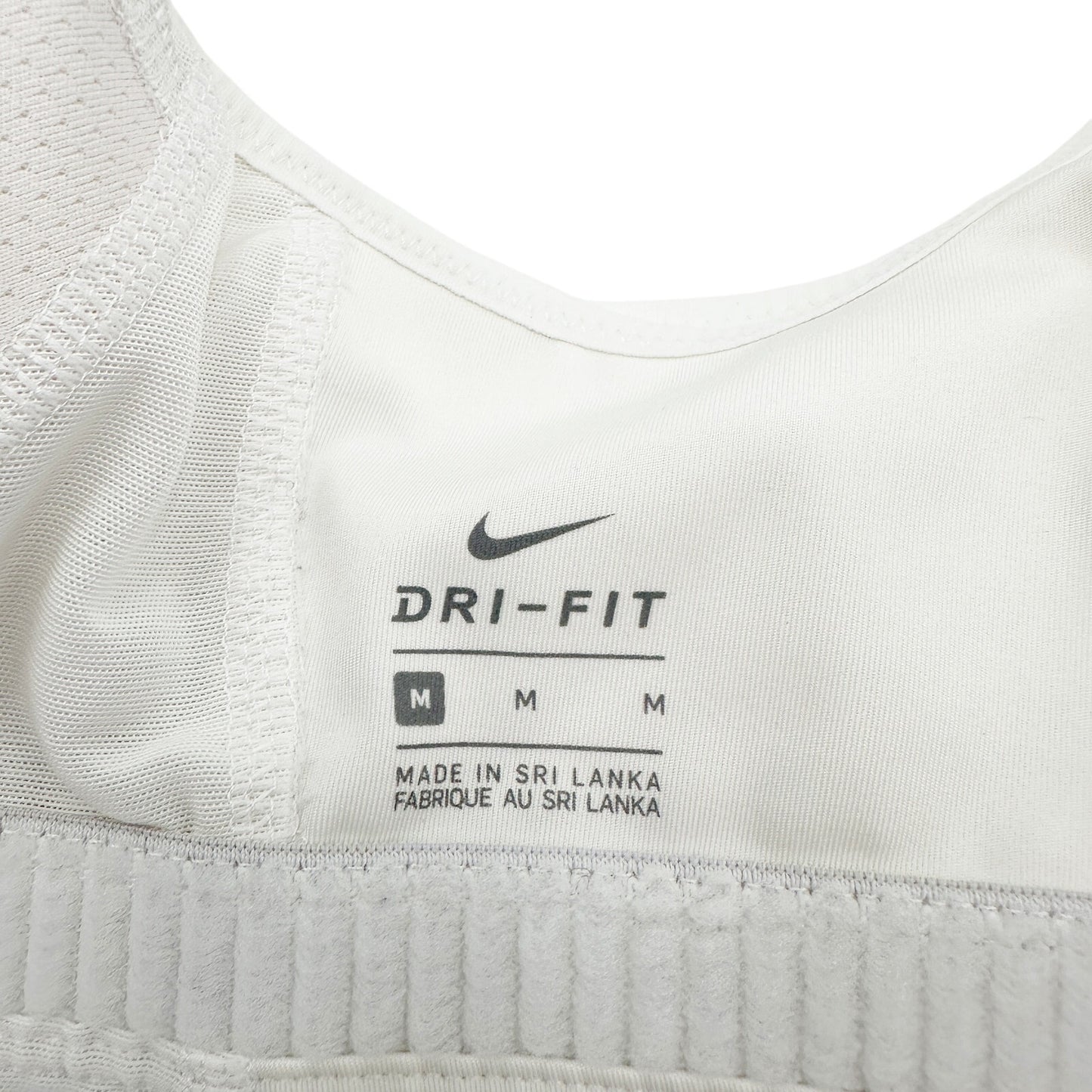 NIKE white zip front Sports Bra women's MEDIUM high impact workout wear