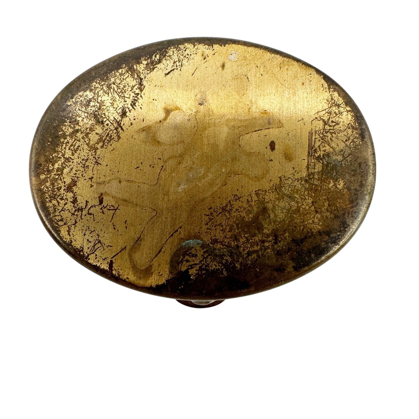 vintage gold tone metal Pill Box small oval container