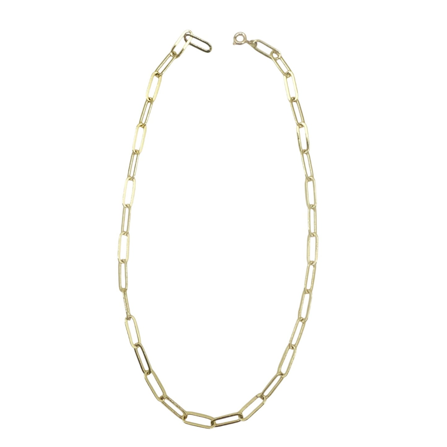 gold tone metal Paper Clip chain Necklace 16" length fashion jewelry