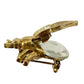 vintage antique gold tone Trembler Brooch flying insect jewelry pin rhinestones
