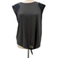 Eddie Bauer gray & black tie front Blouse Top women's SMALL mesh panels