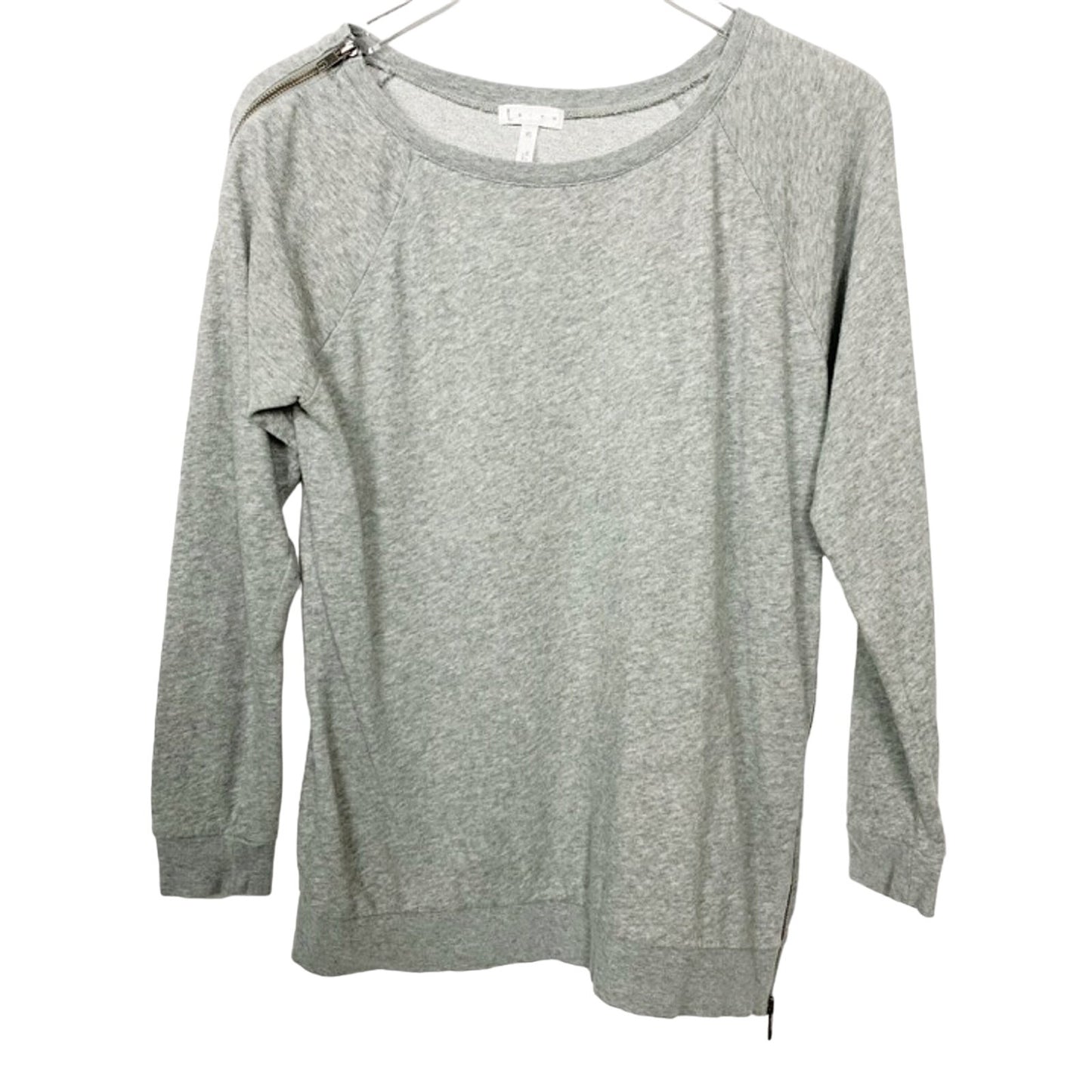 LEITH gray sweatshirt long TOP size XS extra small shoulder side zipper details