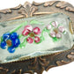 vintage Pididdly Links Flowers in Glass prism metal BROOCH floral jewelry pin