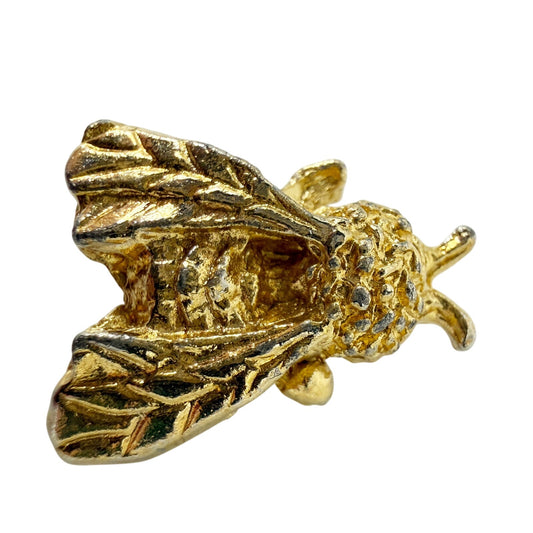 vintage gold tone metal Bee BROOCH small insect jewelry pin
