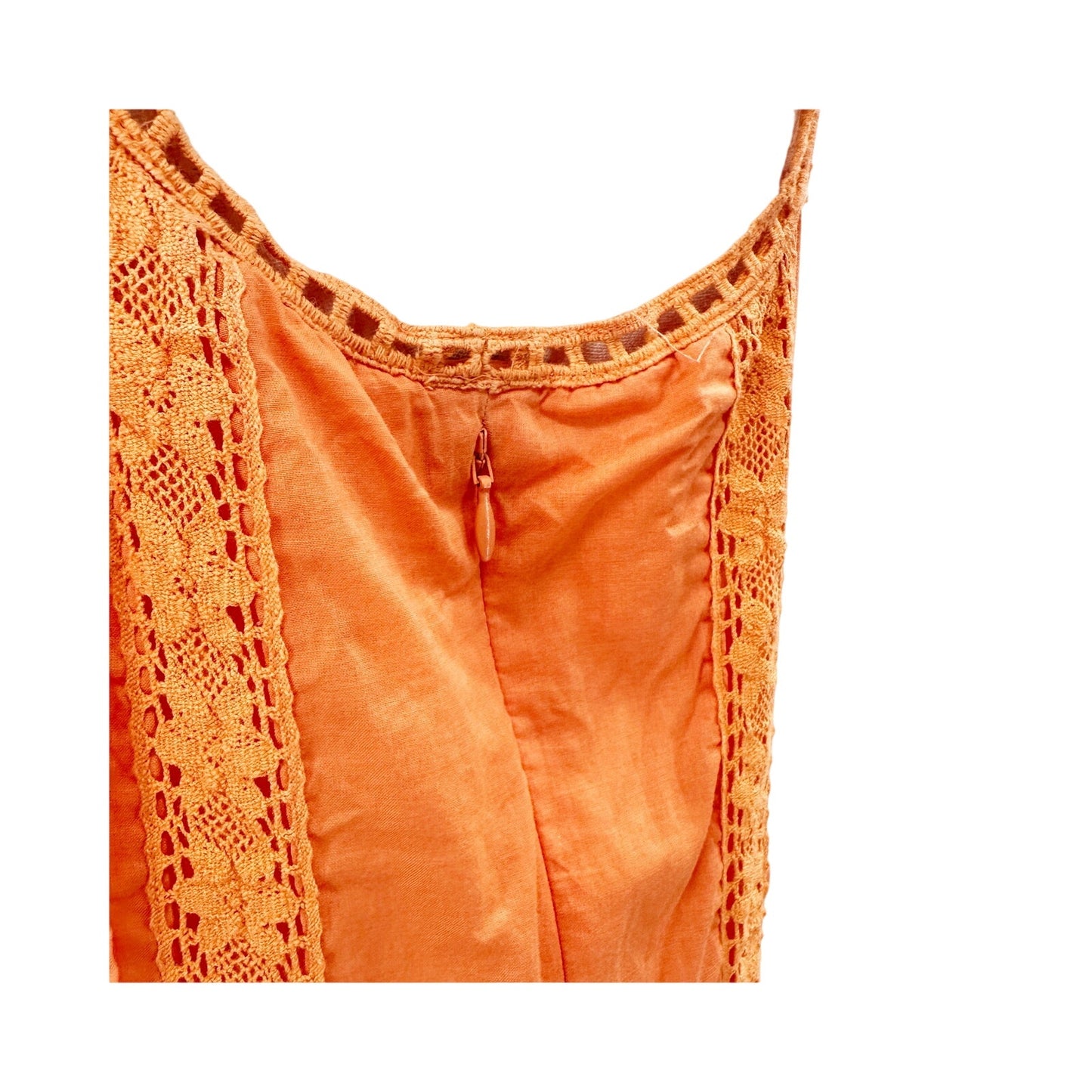 Sundance Amira orange lace pleated Summer casual Dress women's SMALL sundress