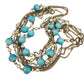 vintage gold chain Necklace faux pearls turquoise blue beads costume jewelry