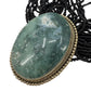 multi-strand black seed bead Necklace moss agate oval Pendant beaded strands
