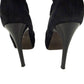 Donald J Pliner ETTA black leather suede BOOTS women's 7M knee high heels ruched