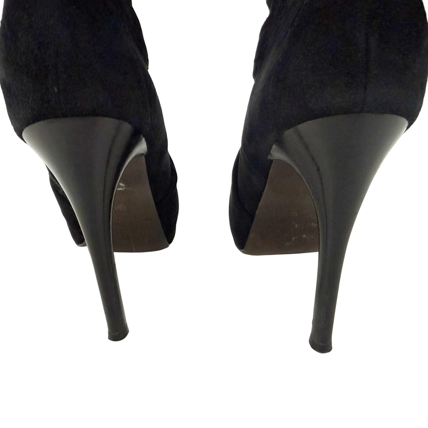 Donald J Pliner ETTA black leather suede BOOTS women's 7M knee high heels ruched