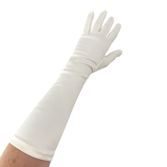 vintage white satin Below Elbow Dress Gloves women's 7 small Western Germany