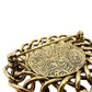 vintage oval gold BROOCH faux blue gemstone center jewelry pin