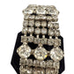 vintage 1" wide Rhinestone Bracelet clear iridescent rhinestones costume jewelry