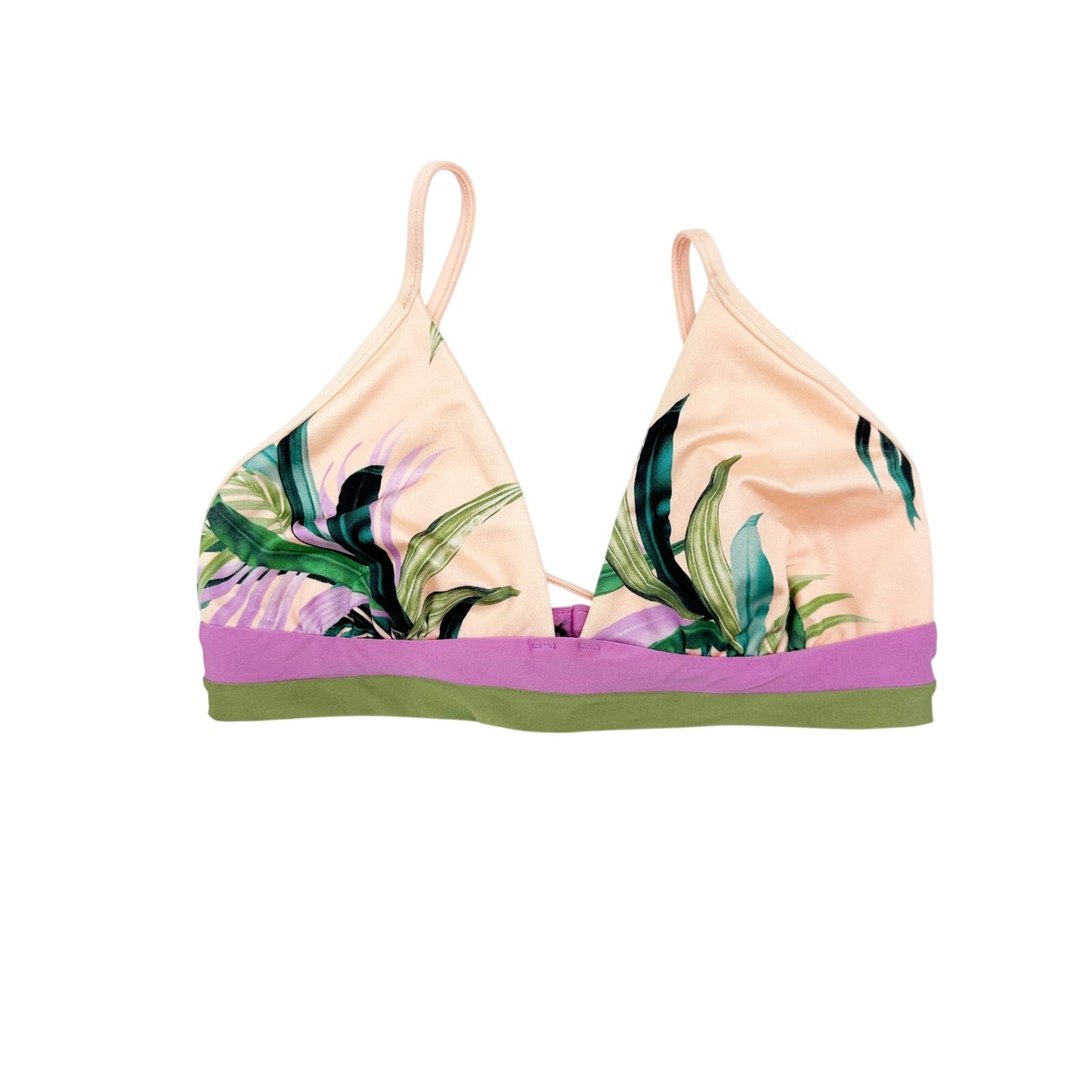 Seafolly peach purple green Las Palmas Bikini swim Top Fixed Tri Bra US size 4