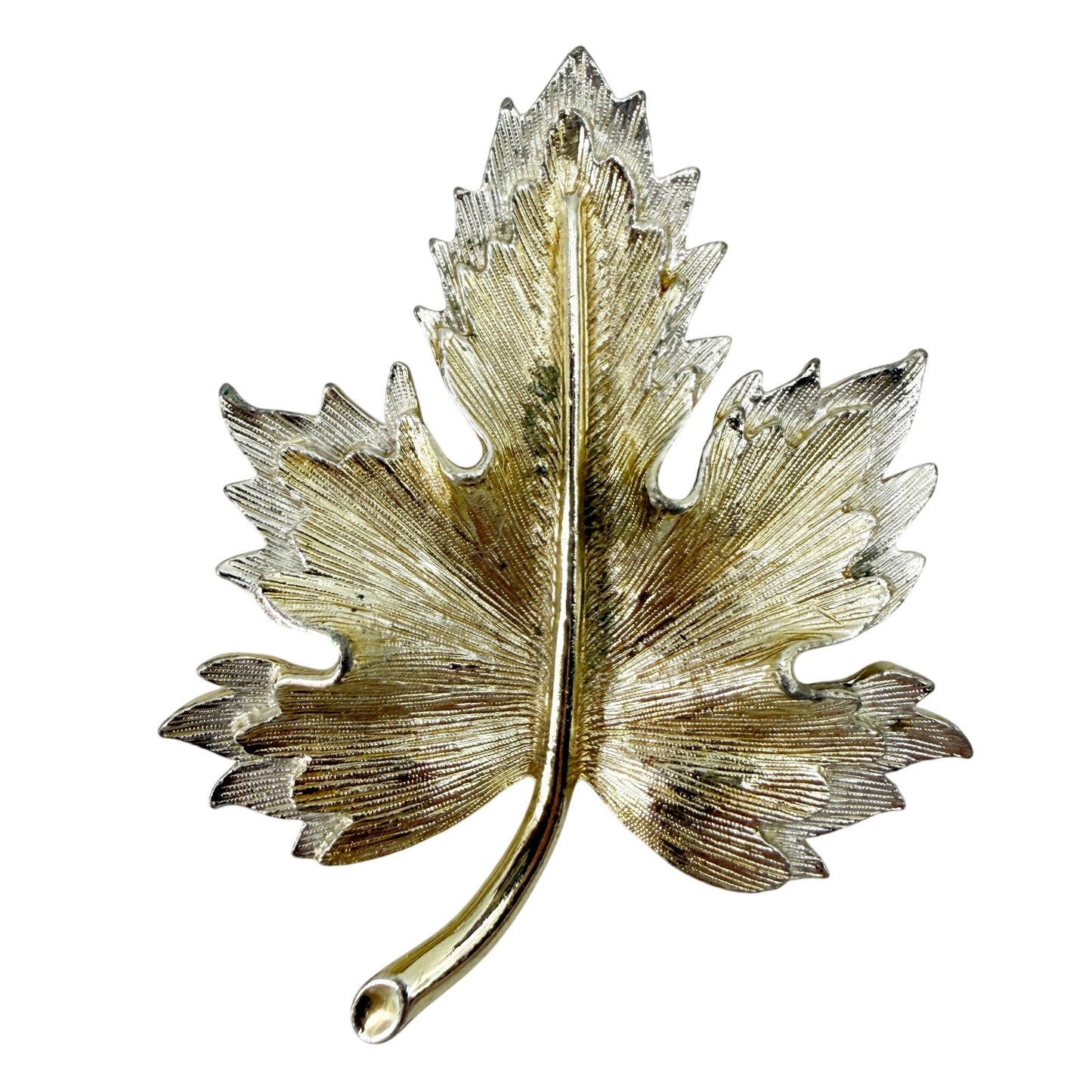 vintage Sarah Coventry gold silver Maple Leaf brooch jewelry *missing pin repair