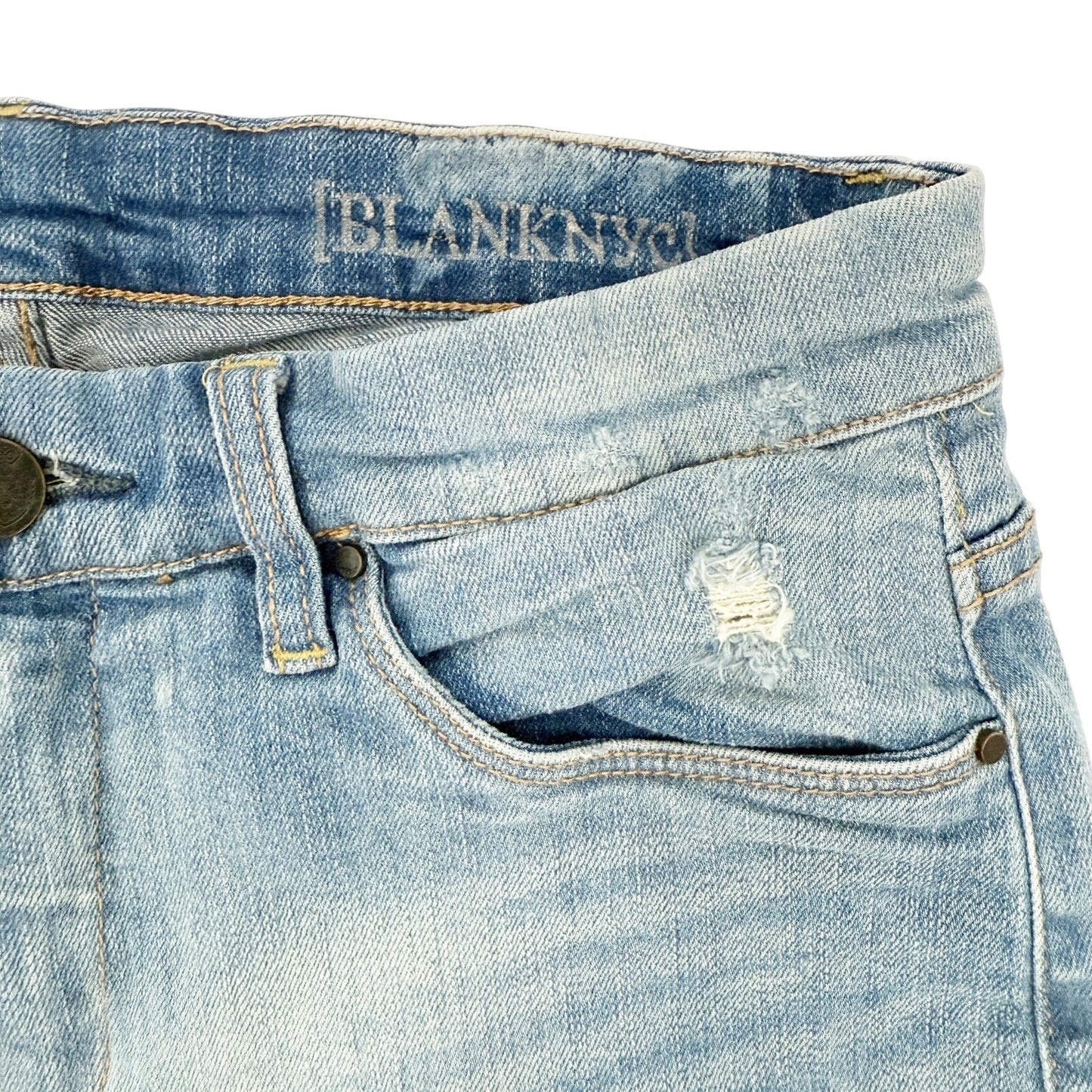 Blank NYC distressed blue denim cuffed Shorts women's 25 small stretch fabric