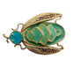 vintage blue green enamel gold filigree Bug BROOCH insect costume jewelry pin