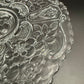 vintage 10.5" clear glass floral Cake Plate scalloped edge pressed glassware