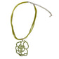 VCLM green rhinestone flower pendant 14" rope strand NECKLACE costume jewelry