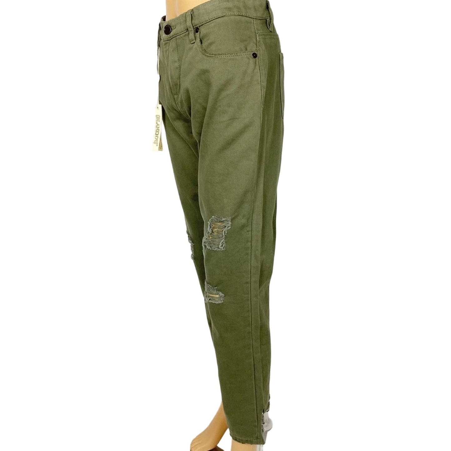 Blank NYC olive green Cropped Girlfriend distressed Pants jeans 28 women's NEW