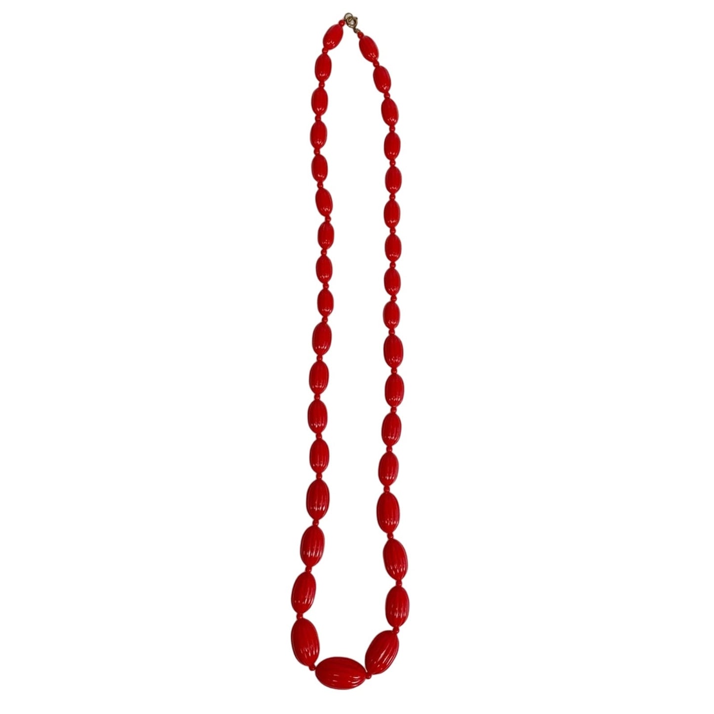 vintage 31" red strand of beads NECKLACE beaded costume jewelry