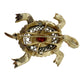 vintage orange gold pink Turtle BROOCH costume jewelry pin green rhinestone eyes