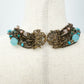 Stephen Dweck multi-12 strand pink & blue Beaded Statement Necklace bronze metal