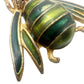 vintage green & gold Bee bumblebee Bug BROOCH insect costume jewelry pin