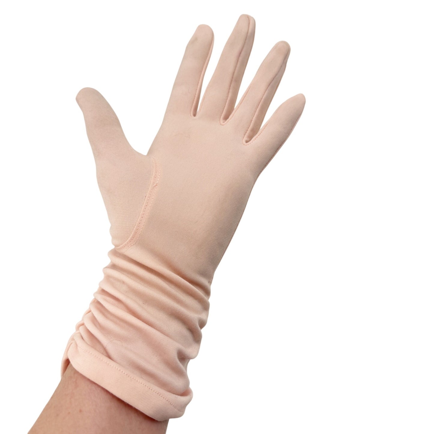 vintage pink Ruched Gloves women's SMALL formal evening mid-length