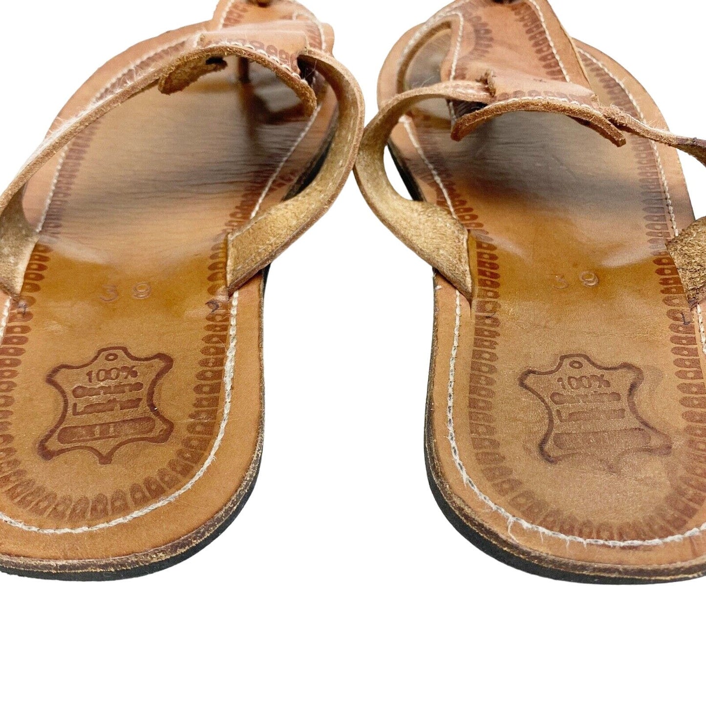 women's brown Leather Thong Sandals size 39 US 8.5 shoes