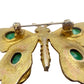 vintage gold green cabochon stones Butterfly BROOCH insect jewelry pin red gems