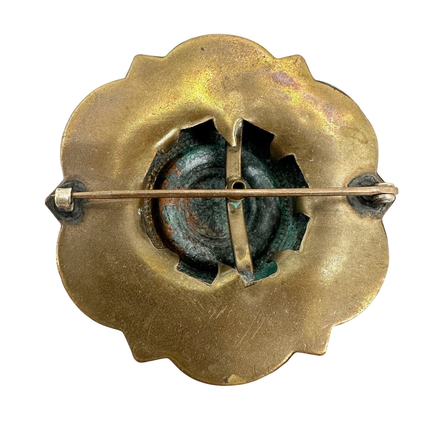 vintage antique gold & faux pearls round BROOCH jewelry pin