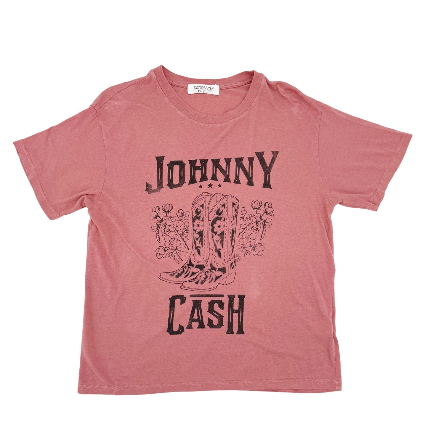 Daydreamer for Free People dark rose Johnny Cash tee T-shirt women's SMALL top