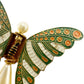 vintage Butterfly Clip green orange gold faux pearls jewelry pin made in SPAIN