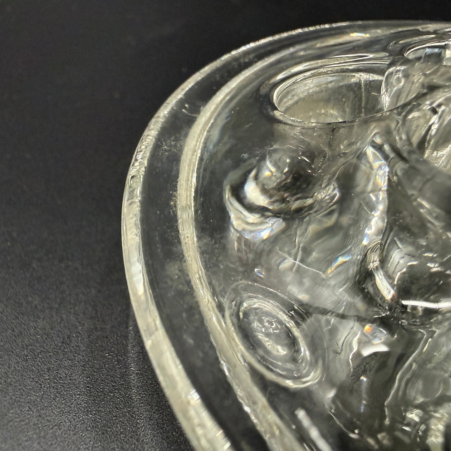 vintage 3.5" clear glass Flower Frog with 11 stem holes for floral arrangements