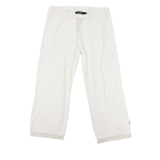Rampage white terry cloth Crop Pants lace hem Swim Coverup women's MEDIUM