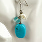 handmade blue white & silver beaded drop EARRINGS jewelry NEW vintage beads