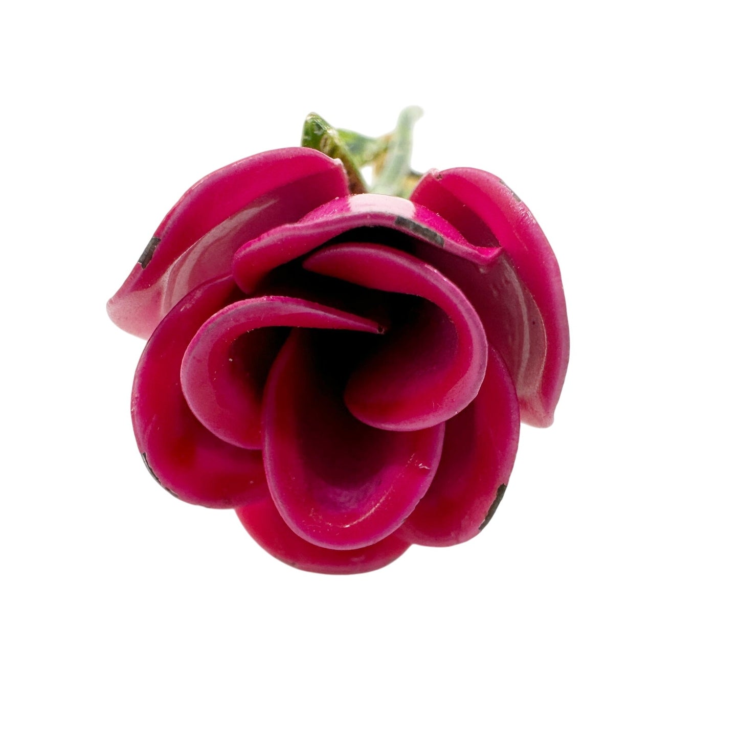 vintage enamel hot pink metal flower BROOCH floral jewelry pin
