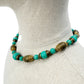 vintage antique gold metal & glass turquoise green beads Necklace foxtail chain