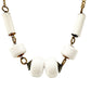 vintage gold tone metal chain chunky white beads Beaded Necklace costume jewelry