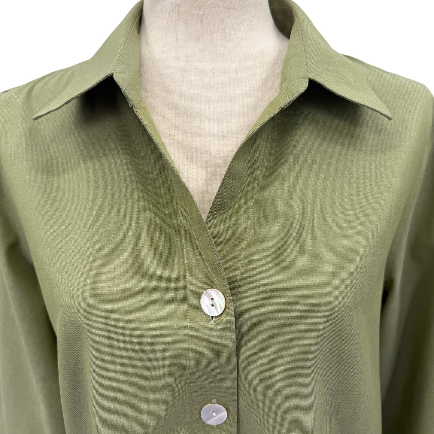 Coldwater Creek sage green Button Down Top blouse women's MEDIUM work office