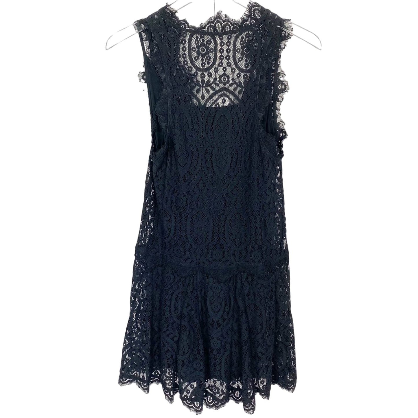 Free People black lace mini Dress w/ slip Tunic Top new $108 size XS extra small
