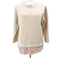 J.Crew pale pink opaque sequins hem Top women's SMALL sweatshirt 3/4 sleeves