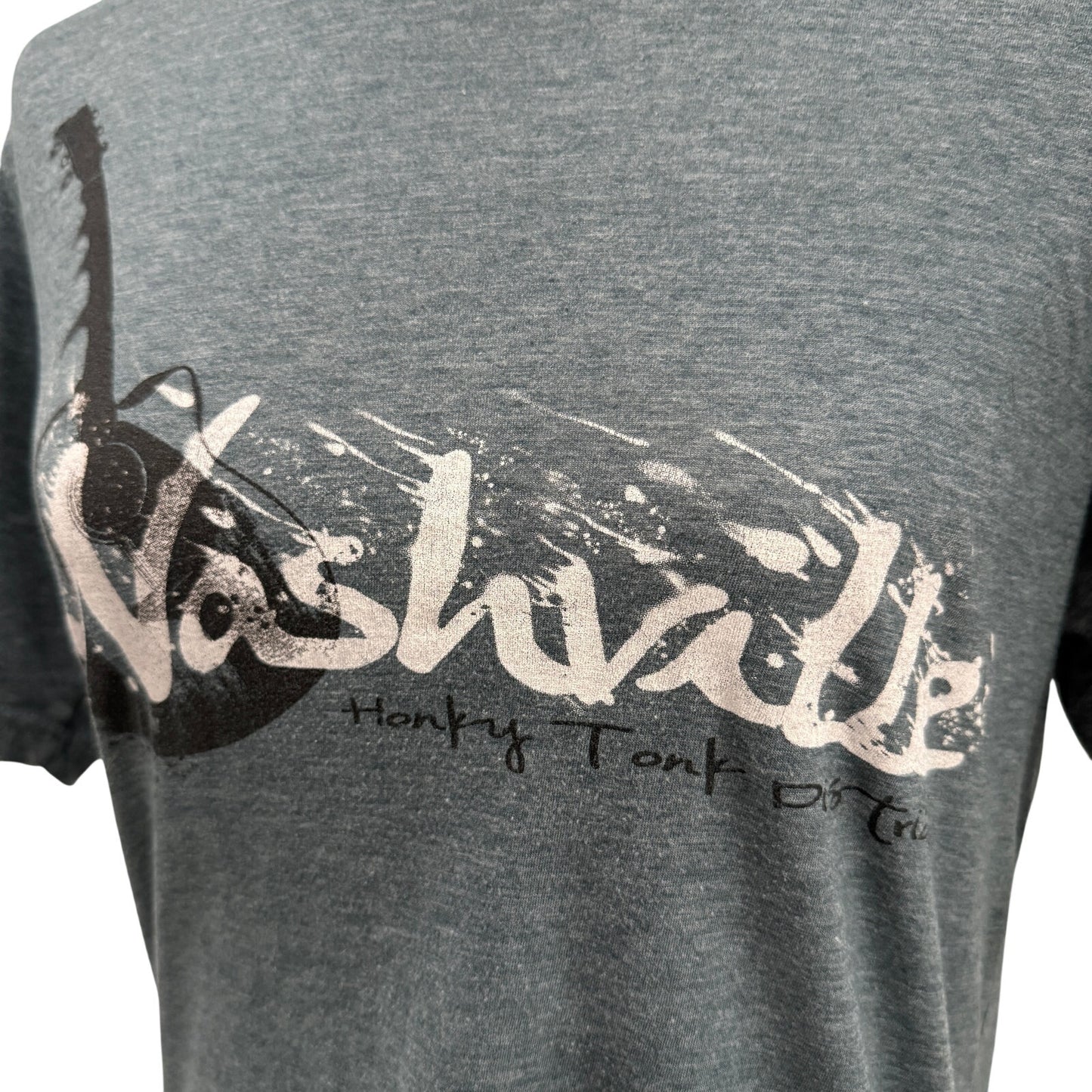 heather blue Nashville souvenir tee T-Shirt women's SMALL top guitar Honky Tonk