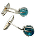 vintage silver & turquoise aqua blue sphere stone Cuff Links cufflinks jewelry
