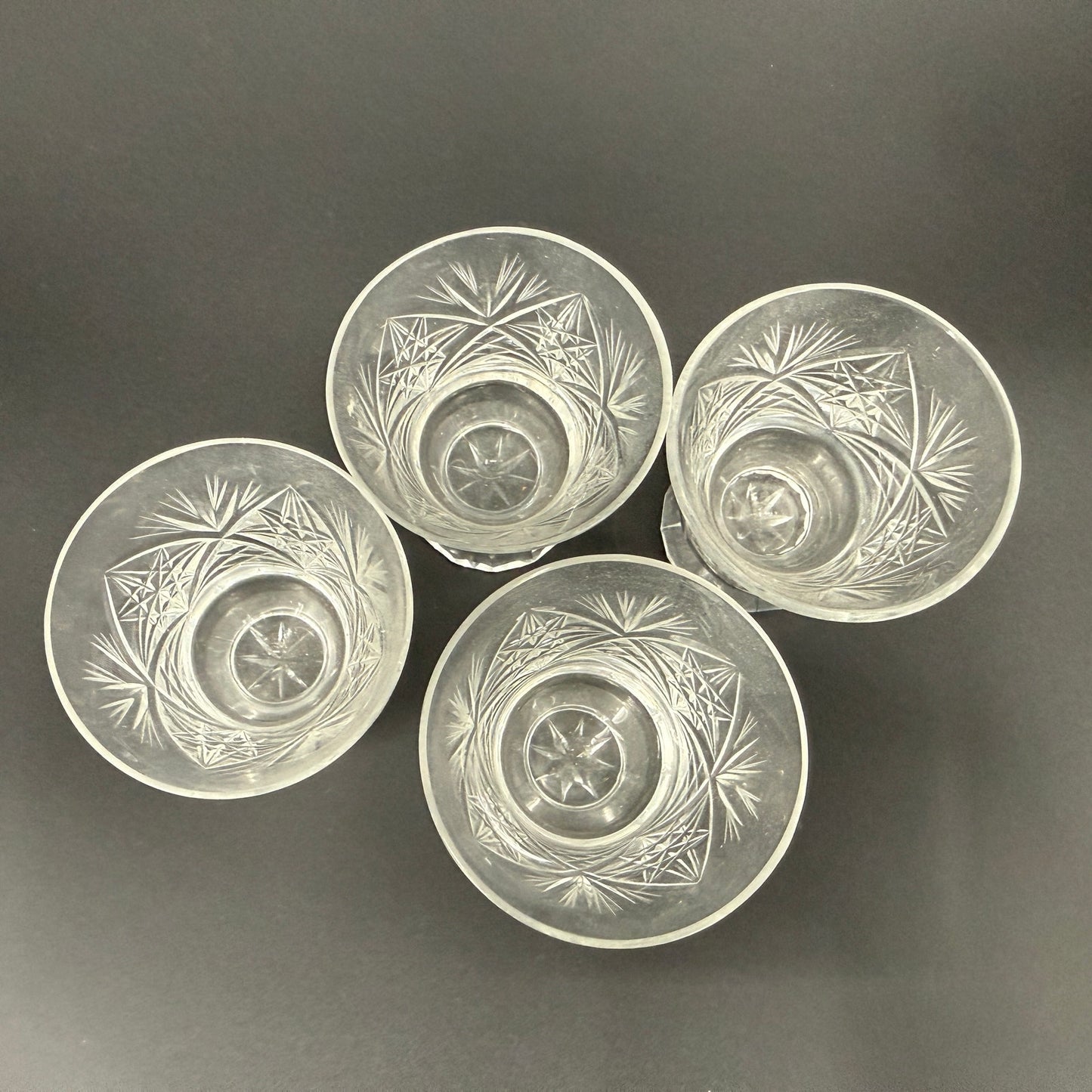 set of 4 crystal Shot Glasses | vintage barware