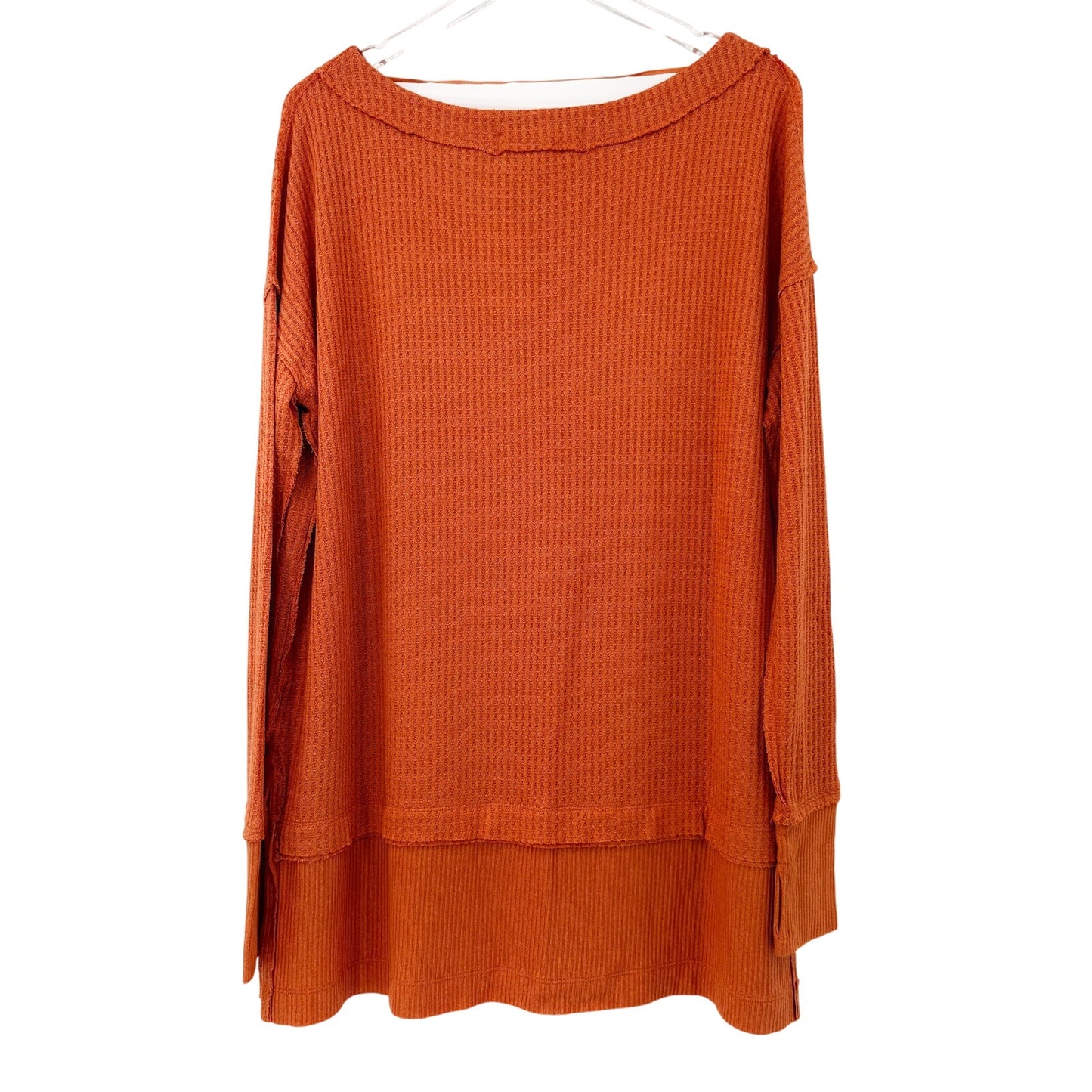 We the Free People orange coral North Shore Thermal top women's SMALL shirt NEW
