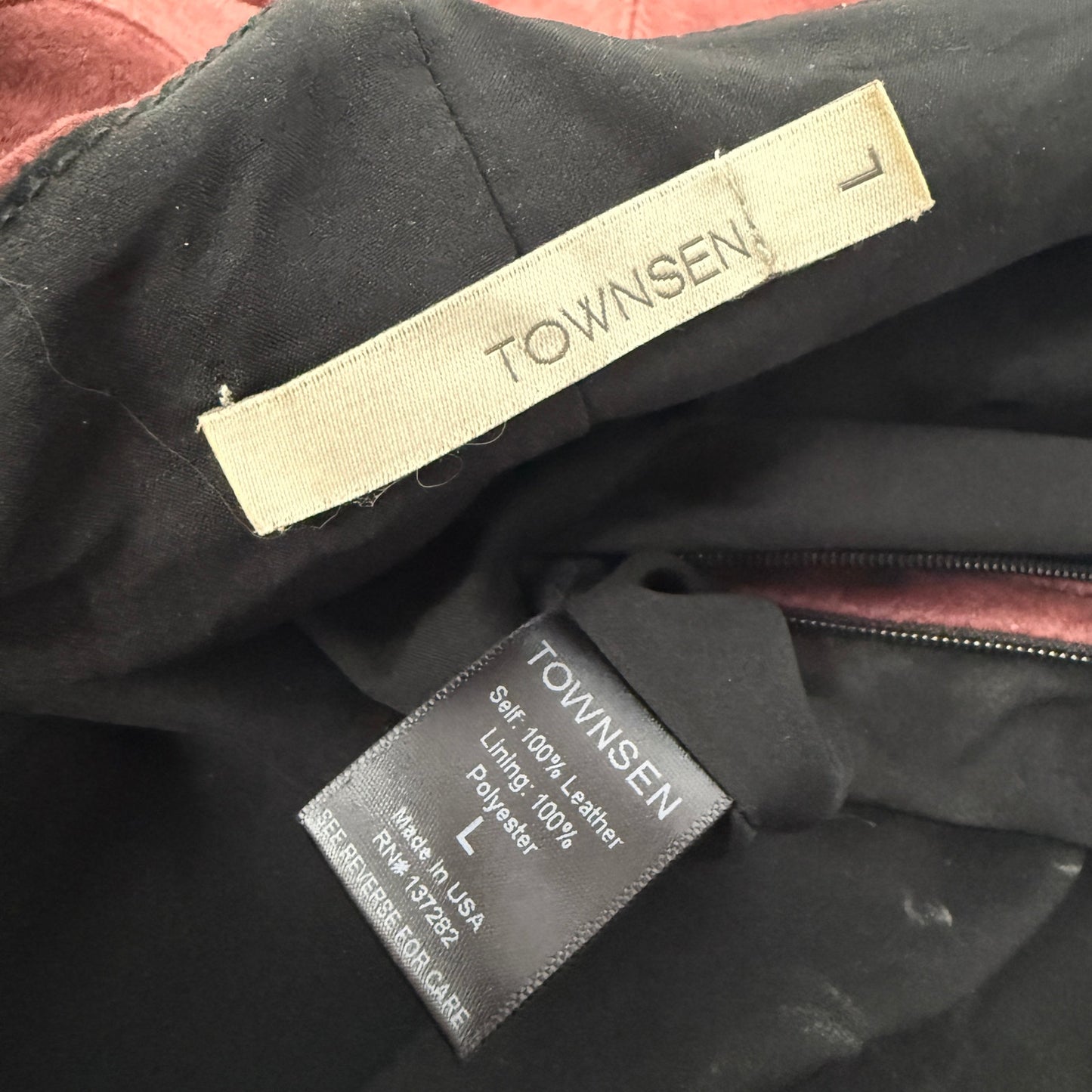 Townsen burgundy brown Suede Leather Halter lined Top women's LARGE high neck