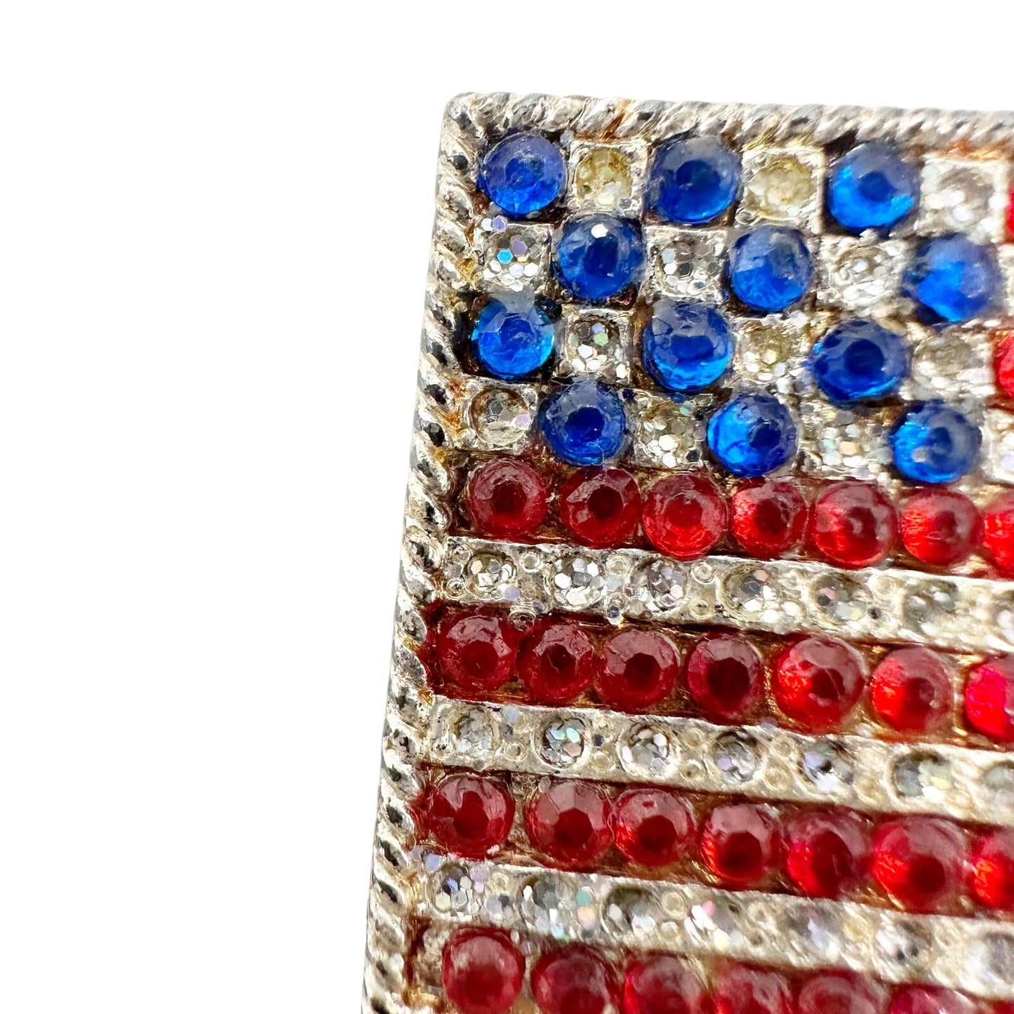vintage American Flag red blue clear rhinestones BROOCH patriotic jewelry pin